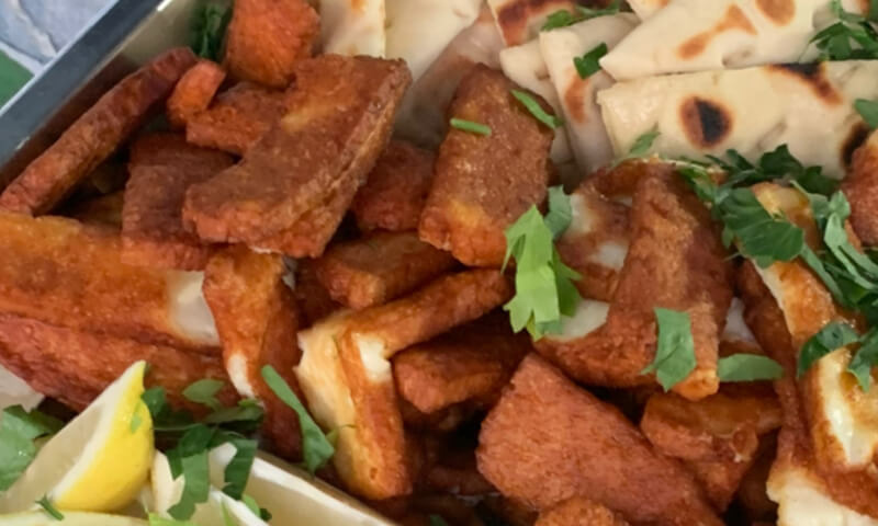 Delicious bite size pieces of halloumi